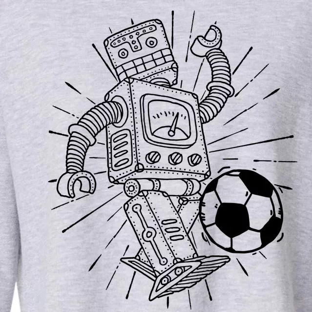 Retro Soccer Robot Cropped Pullover Crew