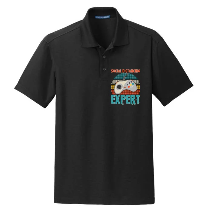 Retro Social Distancing Expert Video Gamer Dry Zone Grid Performance Polo