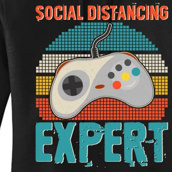 Retro Social Distancing Expert Video Gamer Women's Pullover Hoodie