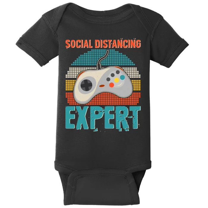 Retro Social Distancing Expert Video Gamer Baby Bodysuit