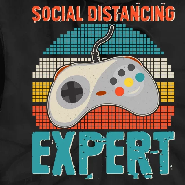 Retro Social Distancing Expert Video Gamer Tie Dye Hoodie