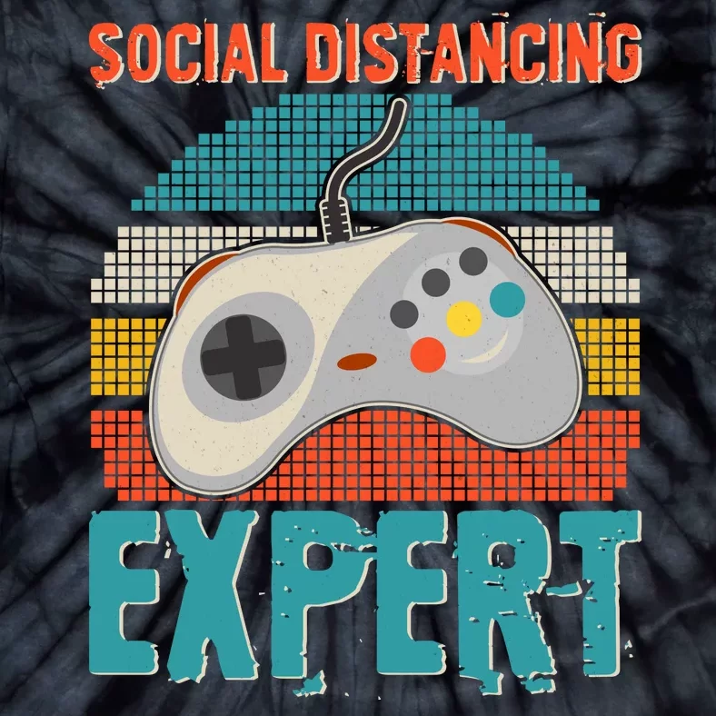 Retro Social Distancing Expert Video Gamer Tie-Dye T-Shirt