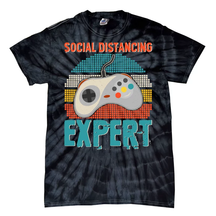 Retro Social Distancing Expert Video Gamer Tie-Dye T-Shirt