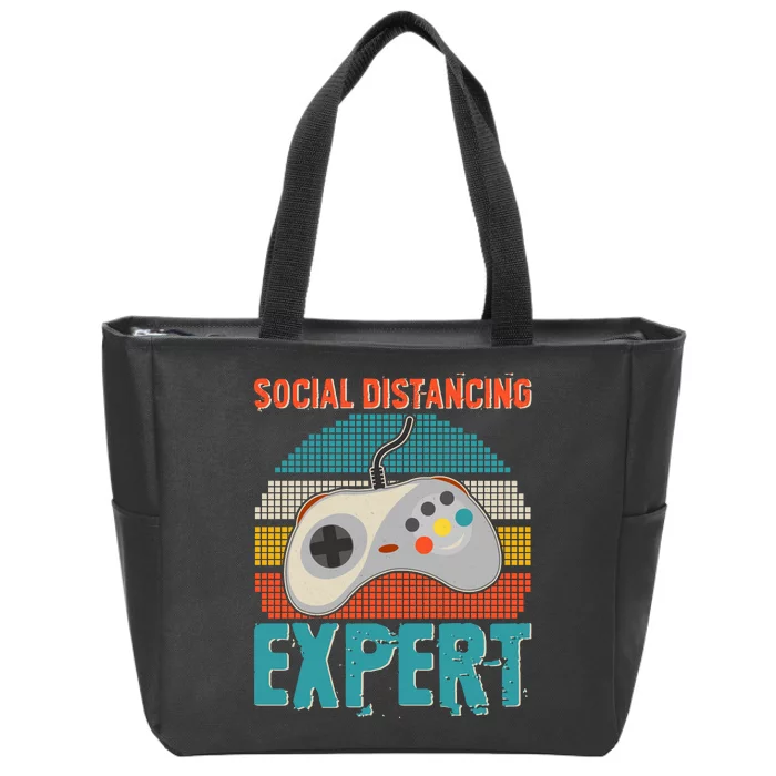 Retro Social Distancing Expert Video Gamer Zip Tote Bag