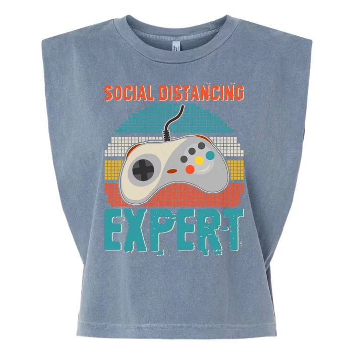 Retro Social Distancing Expert Video Gamer Garment-Dyed Women's Muscle Tee