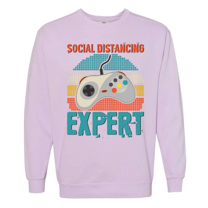 Retro Social Distancing Expert Video Gamer Garment-Dyed Sweatshirt