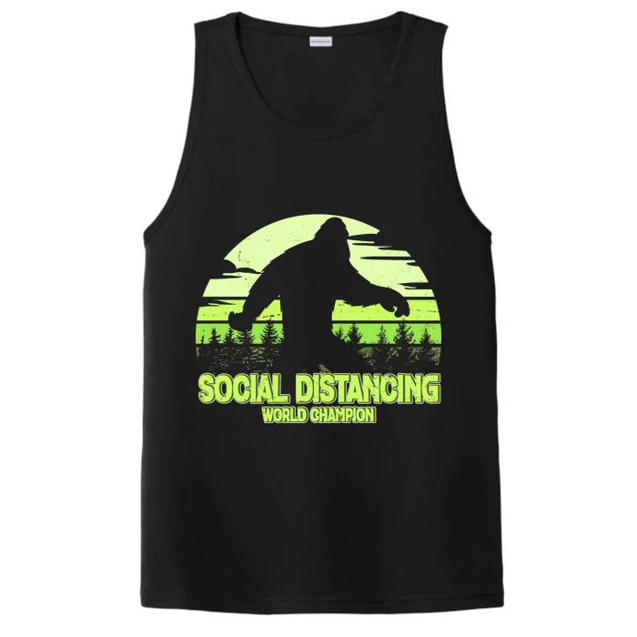 Retro Social Distancing World Champion Sasquatch Performance Tank