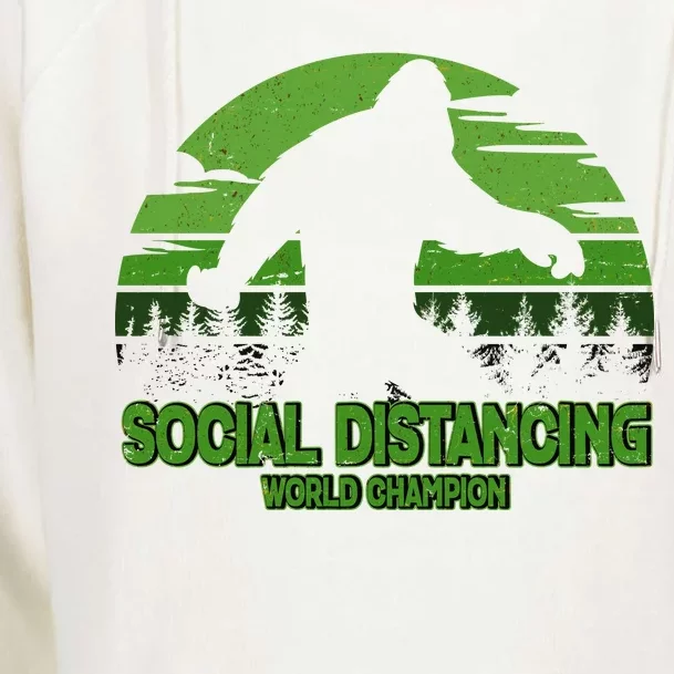 Retro Social Distancing World Champion Sasquatch Womens Funnel Neck Pullover Hood