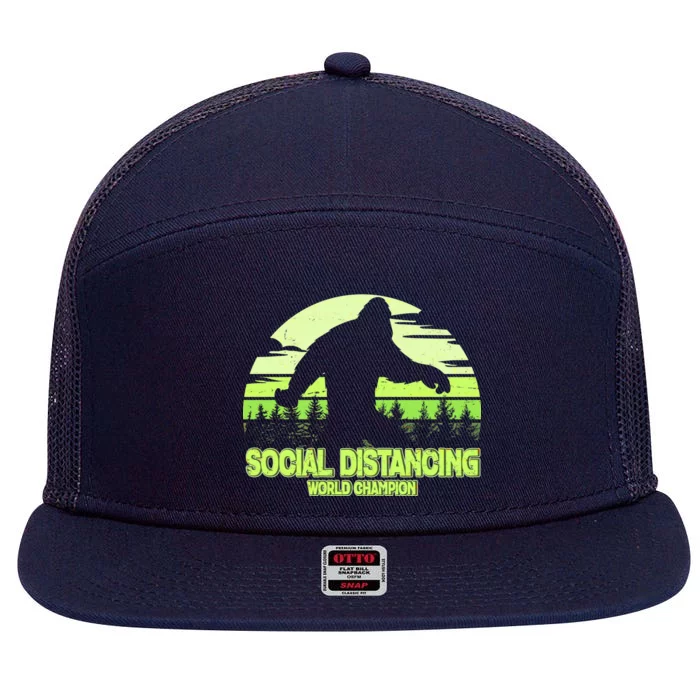 Retro Social Distancing World Champion Sasquatch 7 Panel Mesh Trucker Snapback Hat