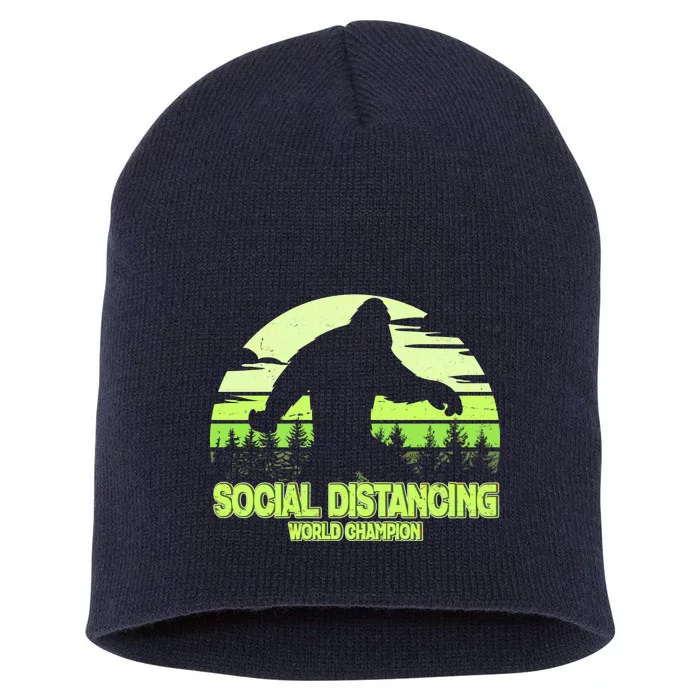 Retro Social Distancing World Champion Sasquatch Short Acrylic Beanie