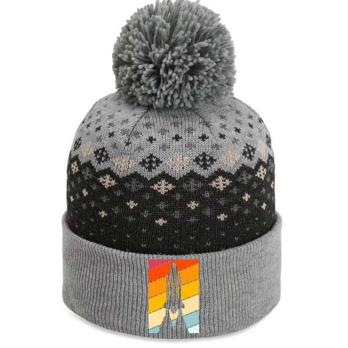 Retro Space Rocket Launch The Baniff Cuffed Pom Beanie