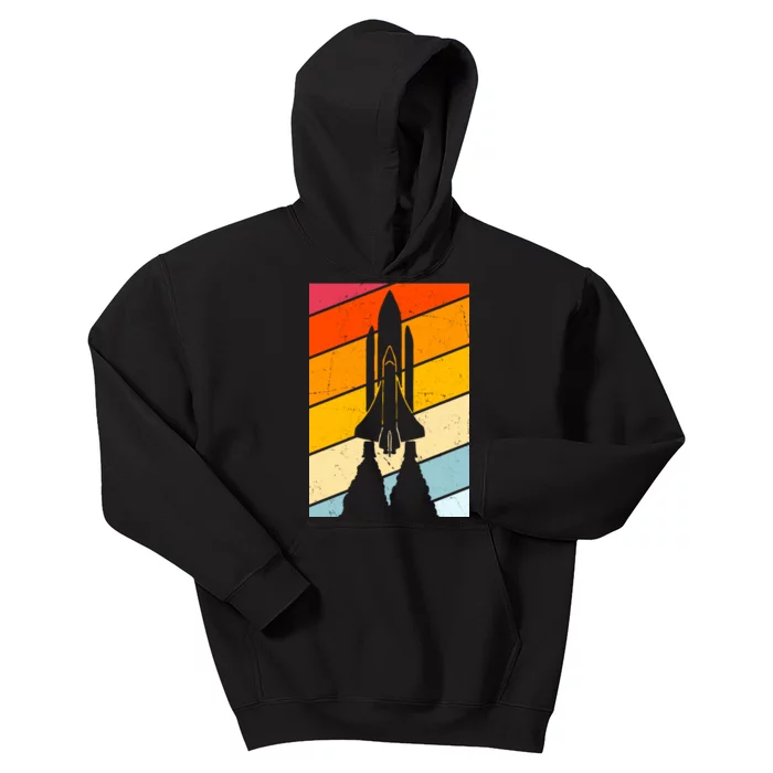 Retro Space Rocket Launch Kids Hoodie