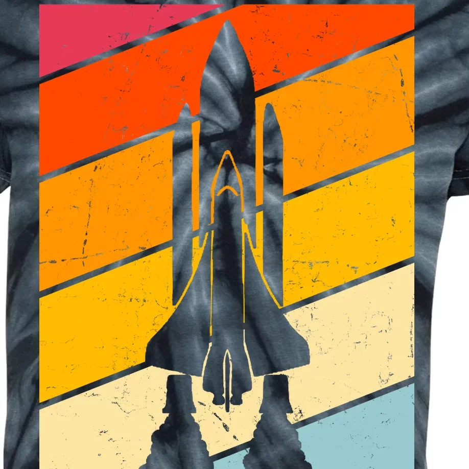 Retro Space Rocket Launch Kids Tie-Dye T-Shirt