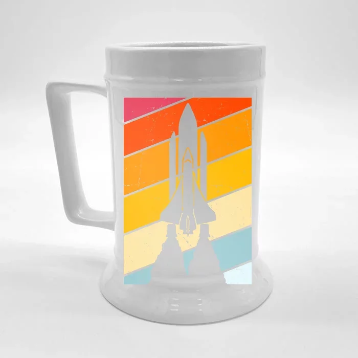 Retro Space Rocket Launch Front & Back Beer Stein