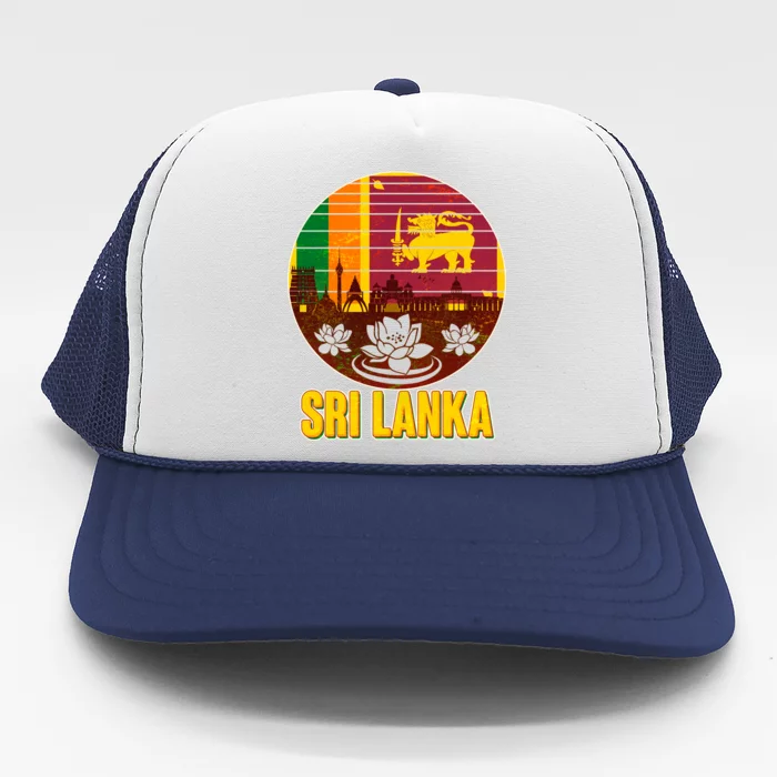 Retro Sri Lanka Emblem Trucker Hat