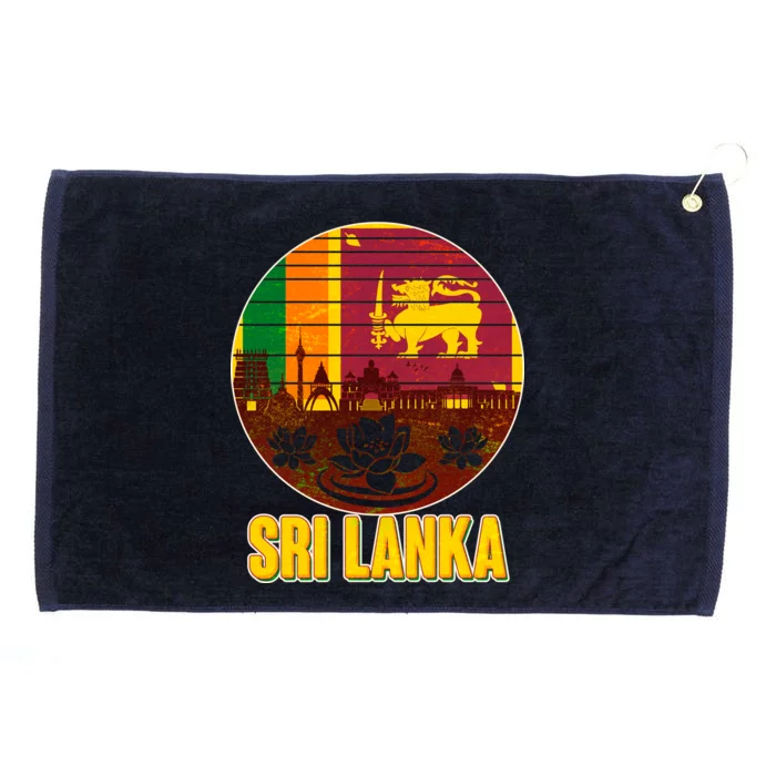 Retro Sri Lanka Emblem Grommeted Golf Towel