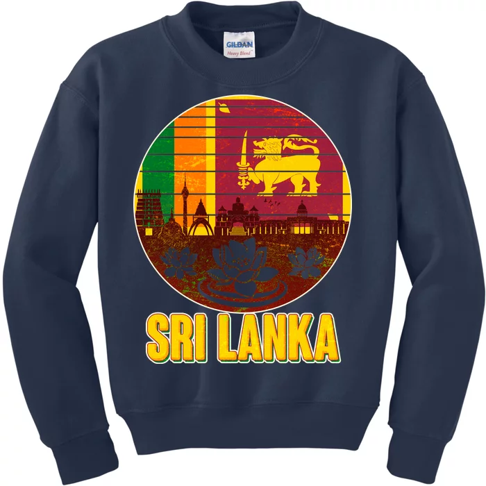 Retro Sri Lanka Emblem Kids Sweatshirt