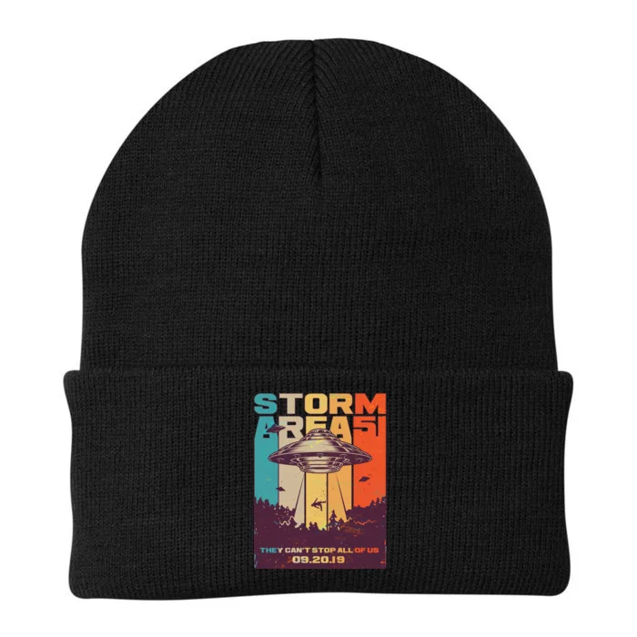 Retro Storm Area 51 UFO They Can't Stop Us All Knit Cap Winter Beanie