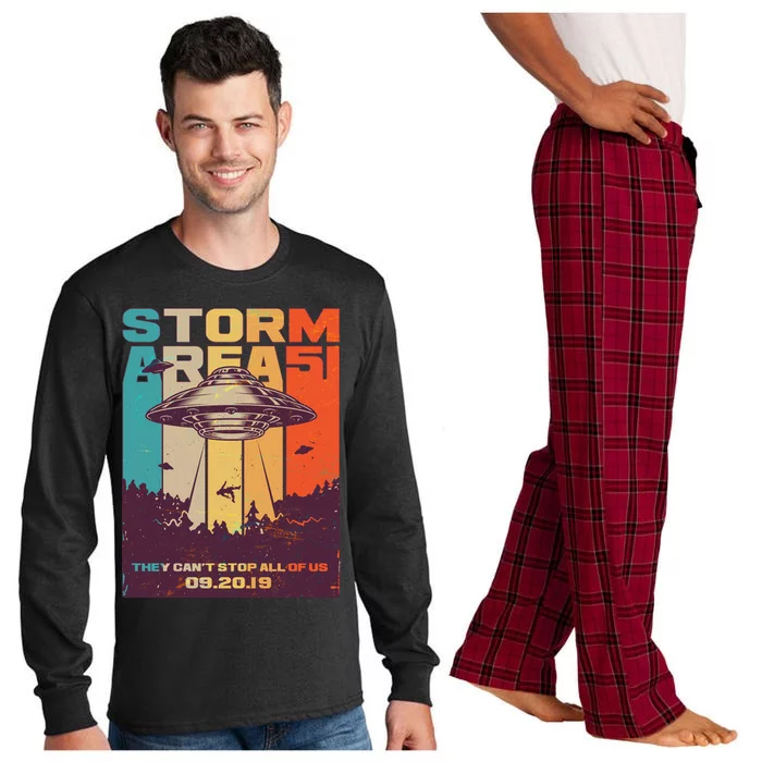 Retro Storm Area 51 UFO They Can't Stop Us All Long Sleeve Pajama Set