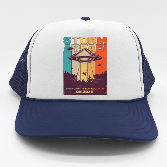 Retro Storm Area 51 UFO They Can't Stop Us All Trucker Hat