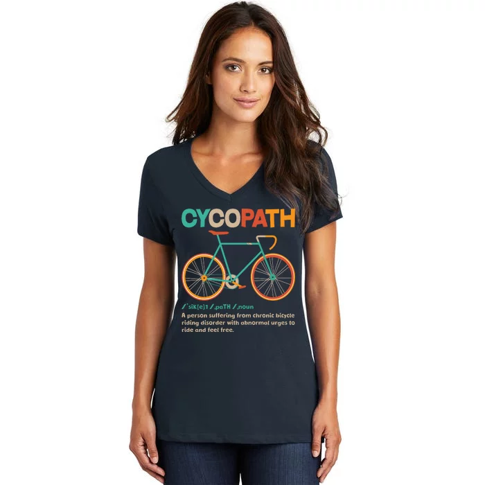 Retro Style Colors Cycopath Definition Women's V-Neck T-Shirt