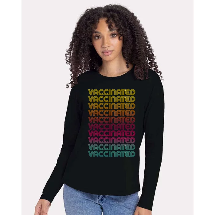 Retro Style Rainbow Vaccinated Womens Cotton Relaxed Long Sleeve T-Shirt