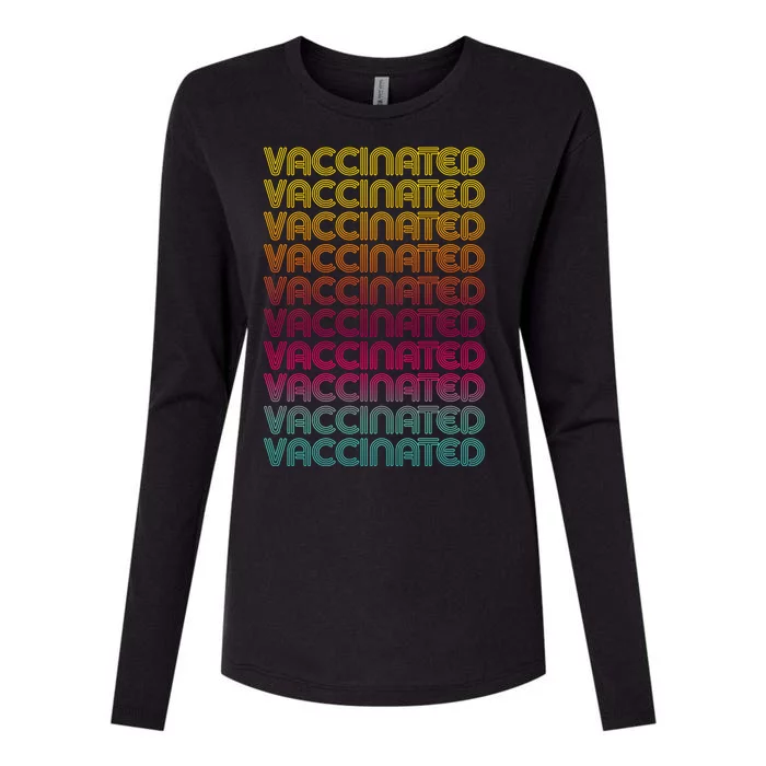 Retro Style Rainbow Vaccinated Womens Cotton Relaxed Long Sleeve T-Shirt