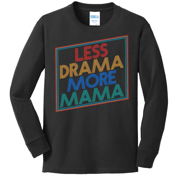 Retro Styled Less Drama More Mama Kids Long Sleeve Shirt