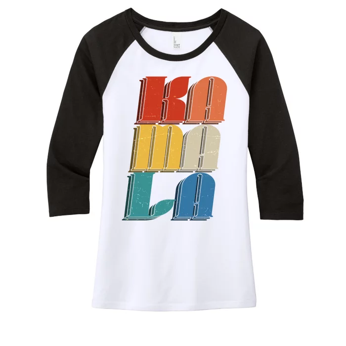 Retro Styled Text Kamala Harris Women's Tri-Blend 3/4-Sleeve Raglan Shirt