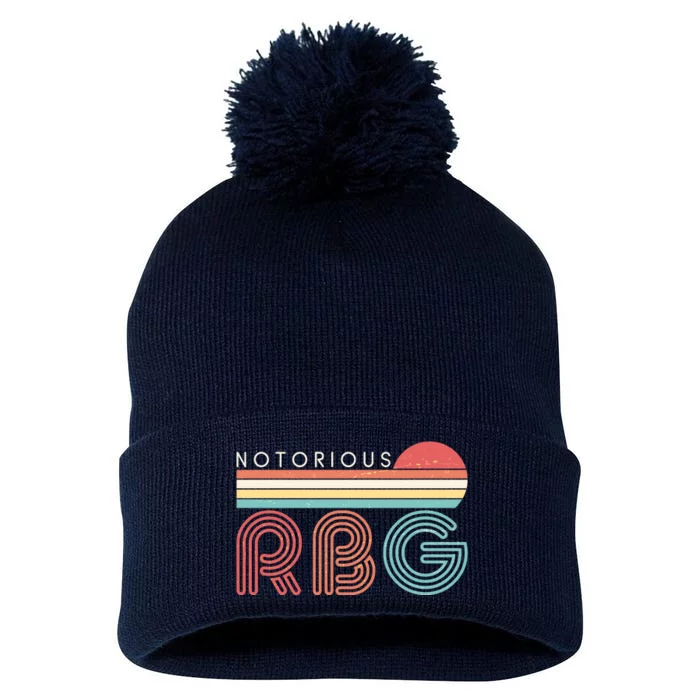 Retro Sun Notorious RBG Ruth Bader Ginsburg Tribute Pom Pom 12in Knit Beanie