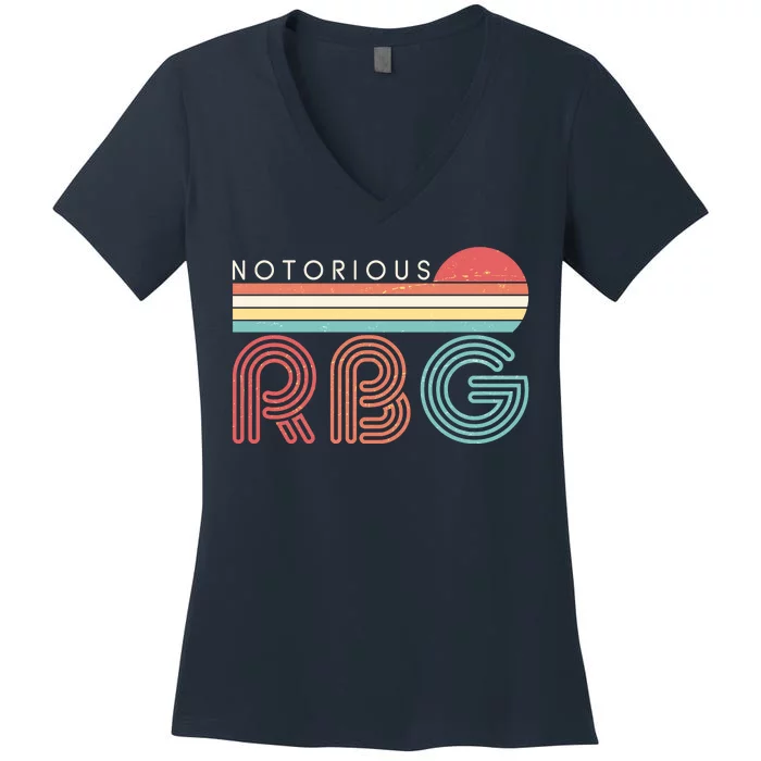 Retro Sun Notorious RBG Ruth Bader Ginsburg Tribute Women's V-Neck T-Shirt