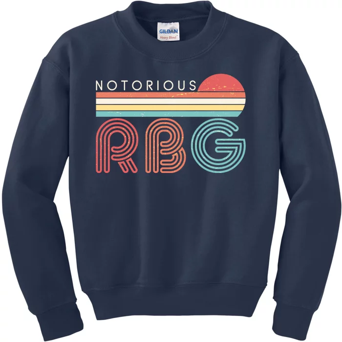 Retro Sun Notorious RBG Ruth Bader Ginsburg Tribute Kids Sweatshirt