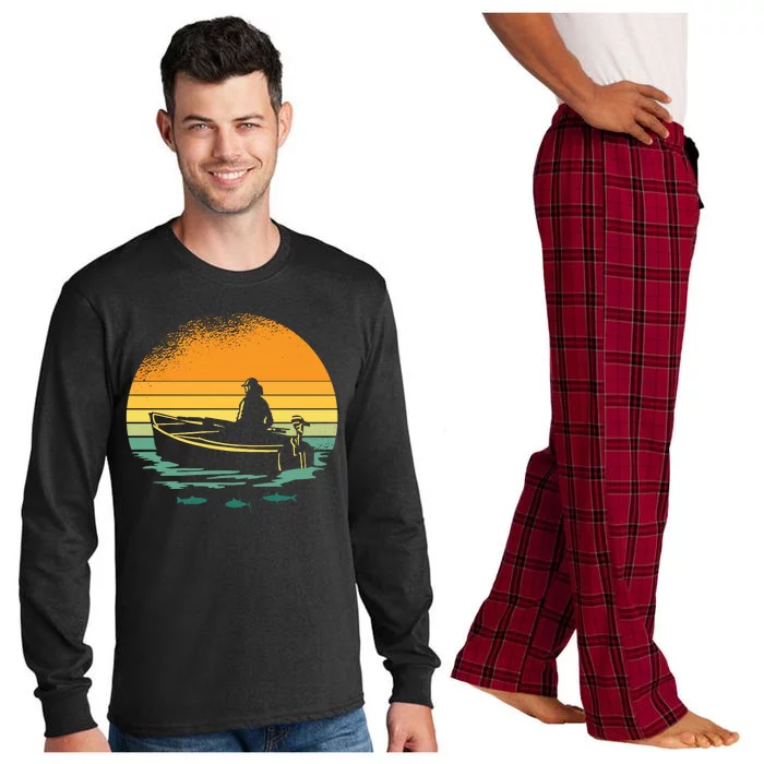 Retro Sunset Boat Long Sleeve Pajama Set