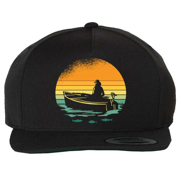 Retro Sunset Boat Wool Snapback Cap