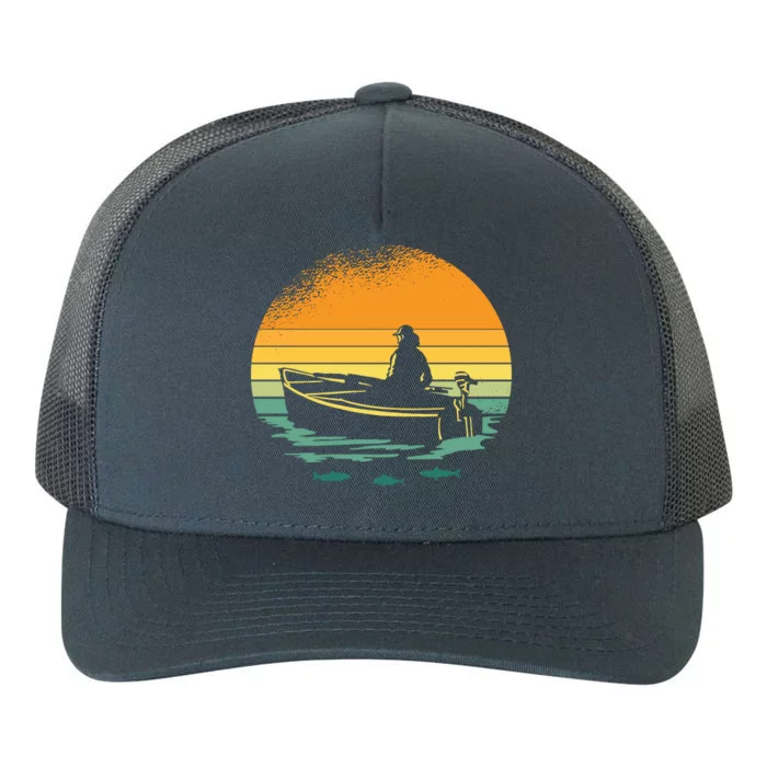 Retro Sunset Boat Yupoong Adult 5-Panel Trucker Hat