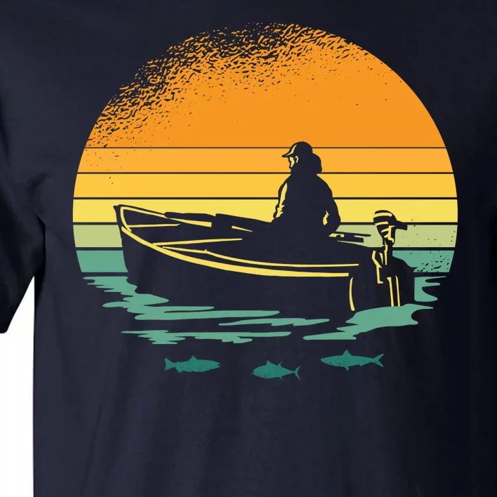 Retro Sunset Boat Tall T-Shirt