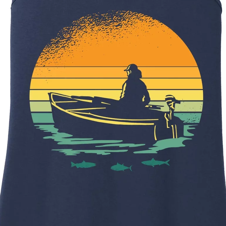 Retro Sunset Boat Ladies Essential Tank