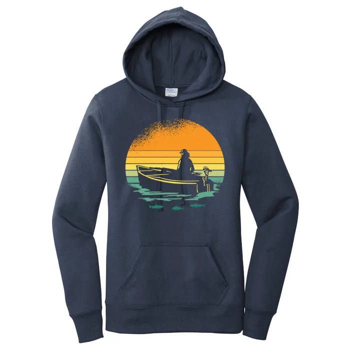 Retro Sunset Boat Women's Pullover Hoodie