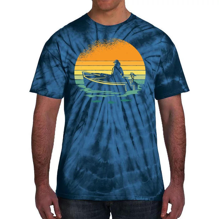 Retro Sunset Boat Tie-Dye T-Shirt