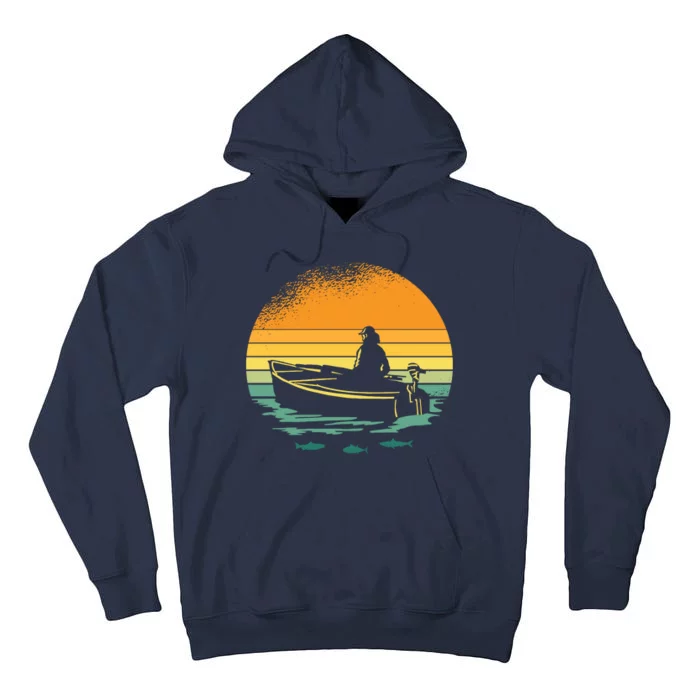 Retro Sunset Boat Tall Hoodie