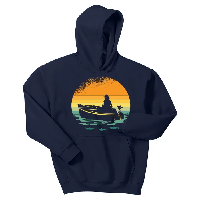 Retro Sunset Boat Kids Hoodie