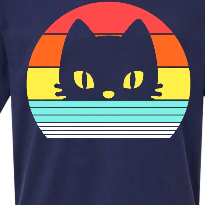 Retro Sunset Cat Sueded Cloud Jersey T-Shirt