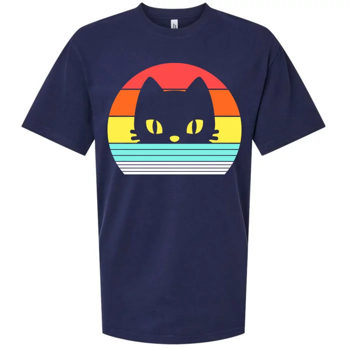 Retro Sunset Cat Sueded Cloud Jersey T-Shirt