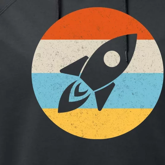 Retro Sunset Spaceship Performance Fleece Hoodie