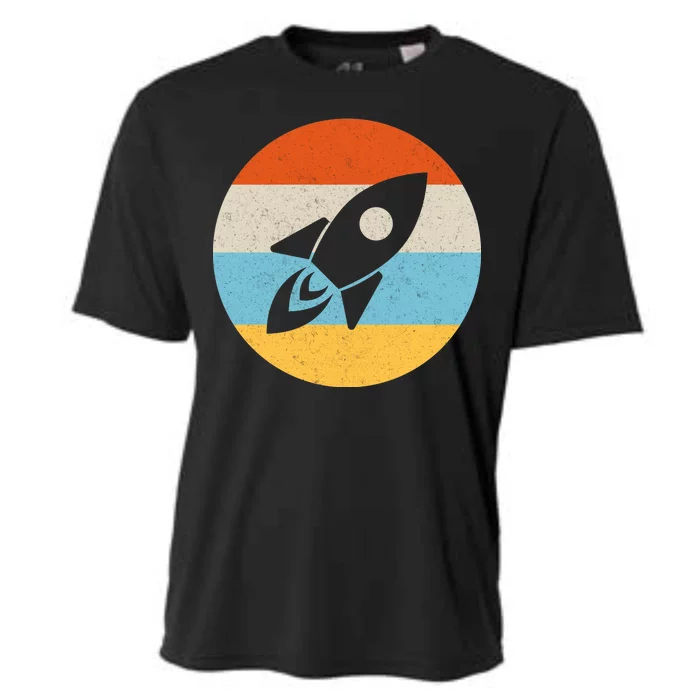 Retro Sunset Spaceship Cooling Performance Crew T-Shirt