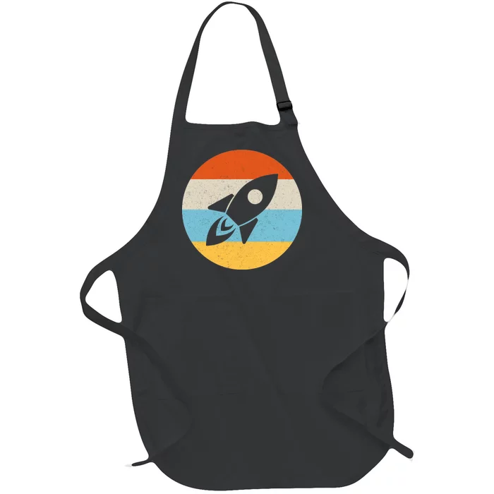 Retro Sunset Spaceship Full-Length Apron With Pocket