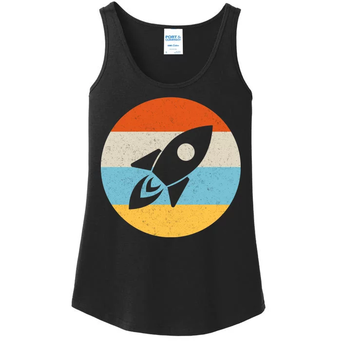 Retro Sunset Spaceship Ladies Essential Tank