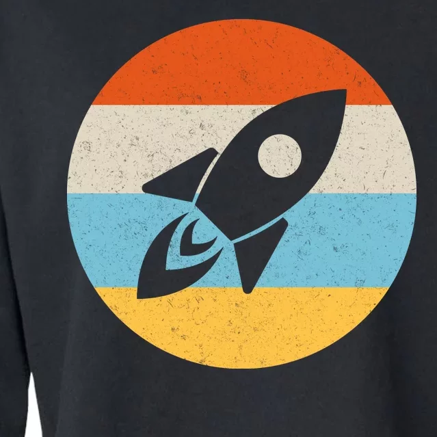 Retro Sunset Spaceship Cropped Pullover Crew