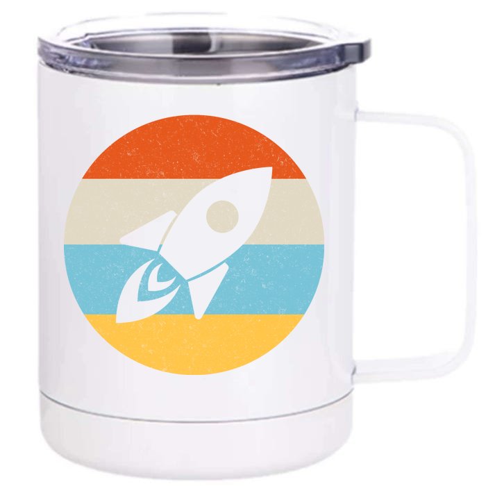 Retro Sunset Spaceship Front & Back 12oz Stainless Steel Tumbler Cup