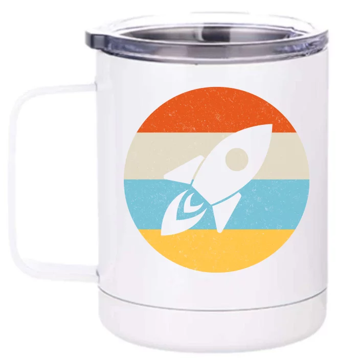 Retro Sunset Spaceship Front & Back 12oz Stainless Steel Tumbler Cup